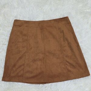 Francesca's Mi Ami Tan A-Line Faux Suade Mini Skirt Casual